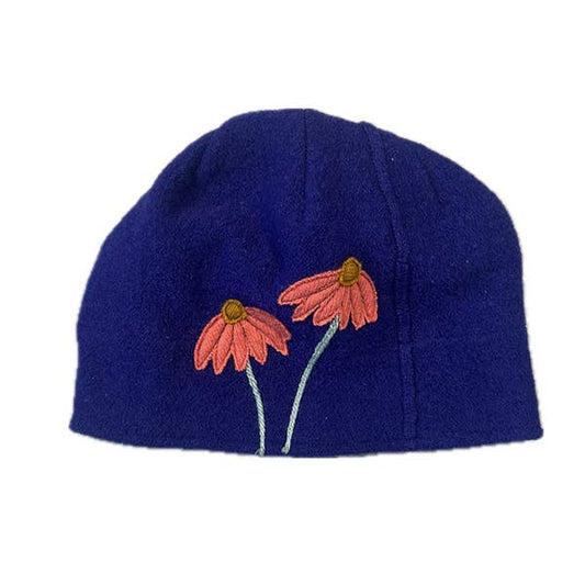 Wool Hat-Coneflower: Coral on Purple / One Size Fits Most
