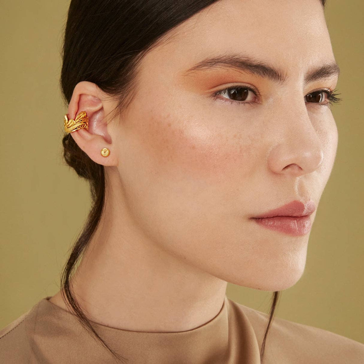 Trish Gold Stud Earrings Filigree