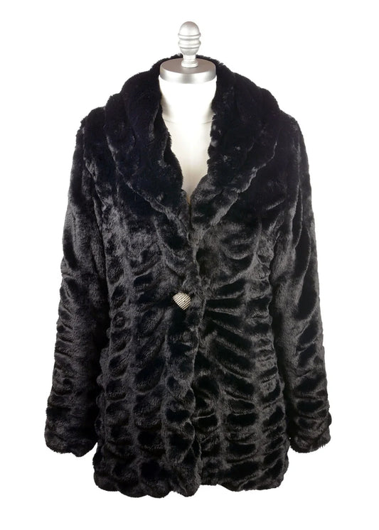 Royal Opulence Faux Fur Cardi Coat - Onyx