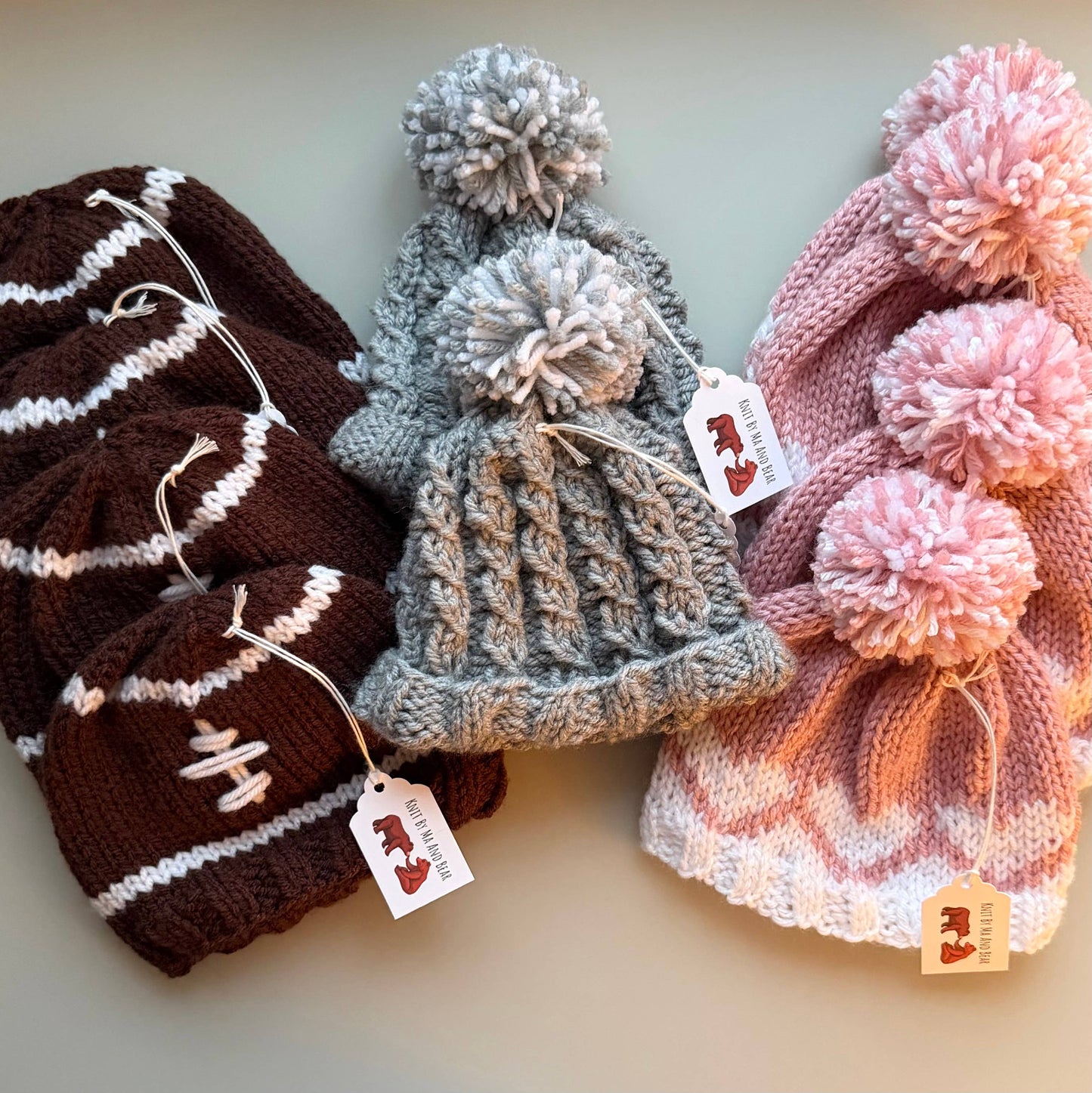 Football; hand knit baby hat and/or booties; baby toddler: Booties