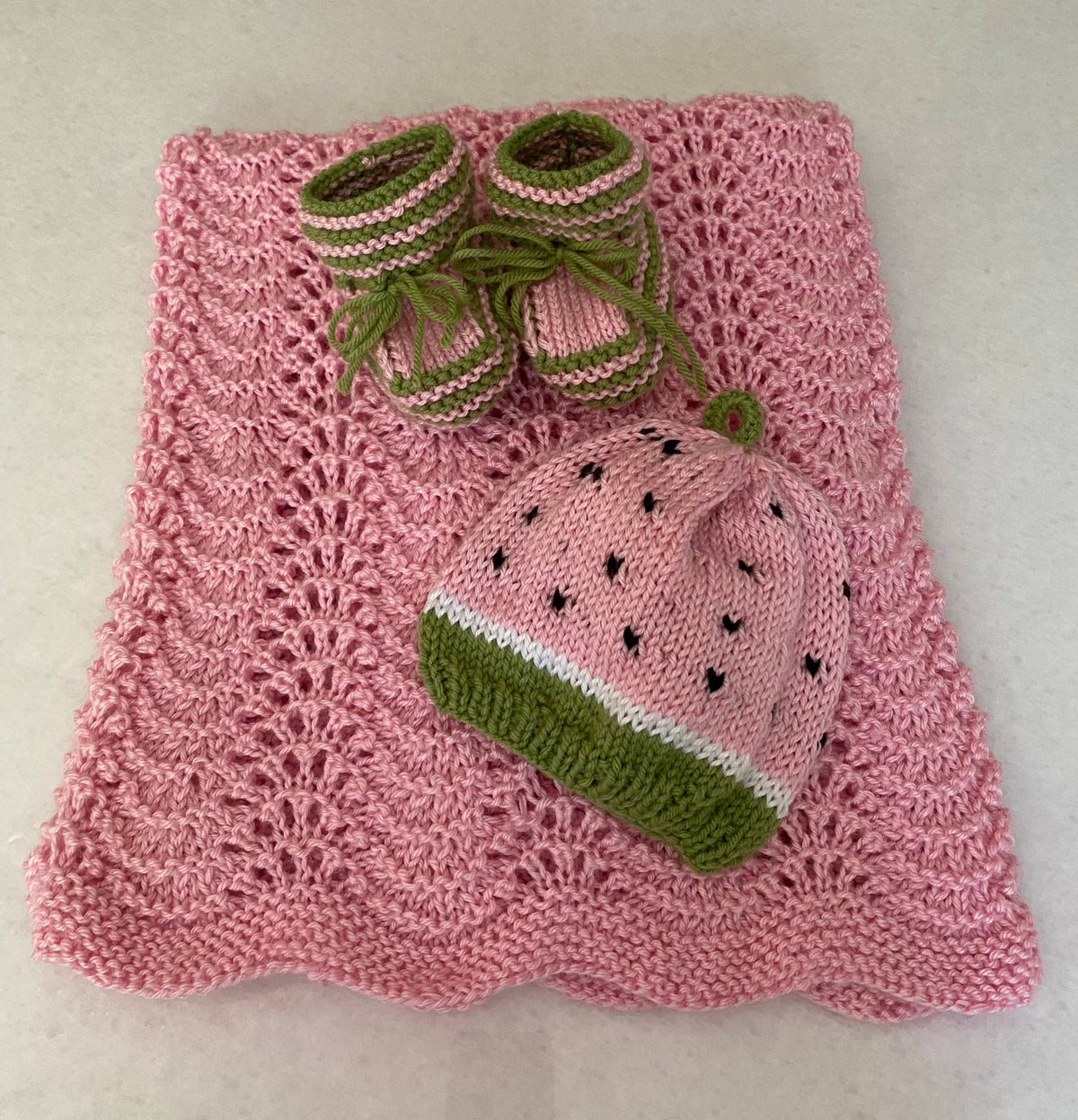 Watermelon; Hand knit hat and/or  booties; Baby Toddler Girl: Toddler hat