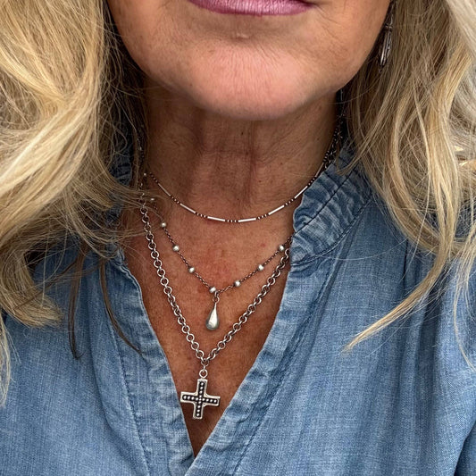 Sterling Silver Cross Necklace - 18"