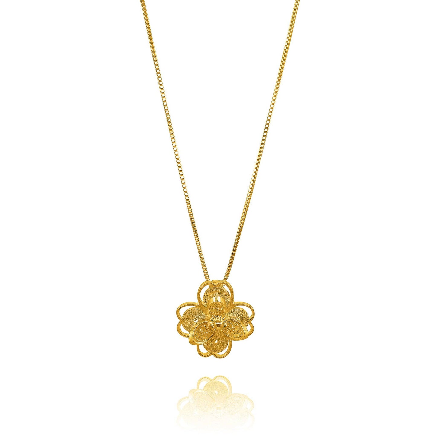 Lotus Small Gold Pendant Necklace Filigree: 18"