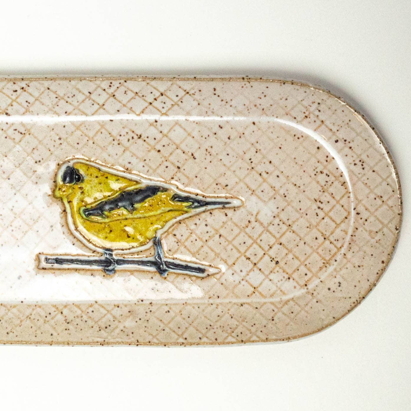 Goldfinch Pattern Stoneware Handmade in Ohio Ceramic Platter