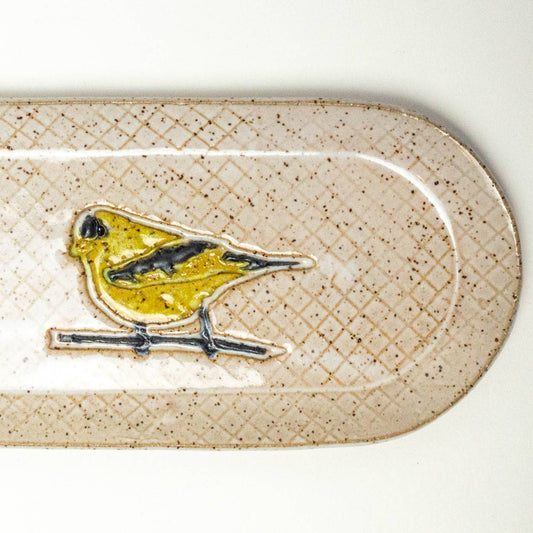Goldfinch Pattern Stoneware Handmade in Ohio Ceramic Platter