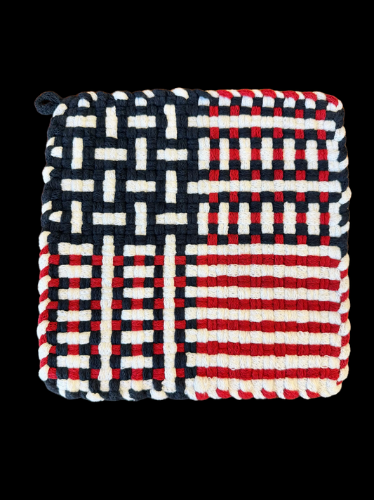 8x8 Hand-Loomed Kitchen Textile - "Stars & Stripes"