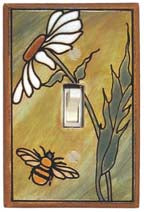 Single Ceramic Switchplate - Daisy Bee