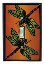 Single Ceramic Switchplate - Multicolor Dragonfly
