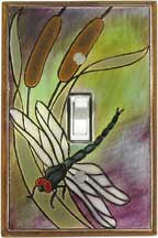 Single Ceramic Switchplate - Dragonfly Bulrush