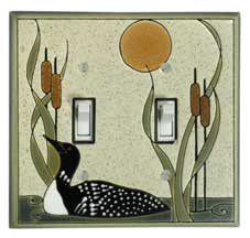 Double Wide Ceramic Switchplate - Loon in Sand