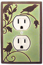 Receptacle Ceramic Switchplate - Songbirds