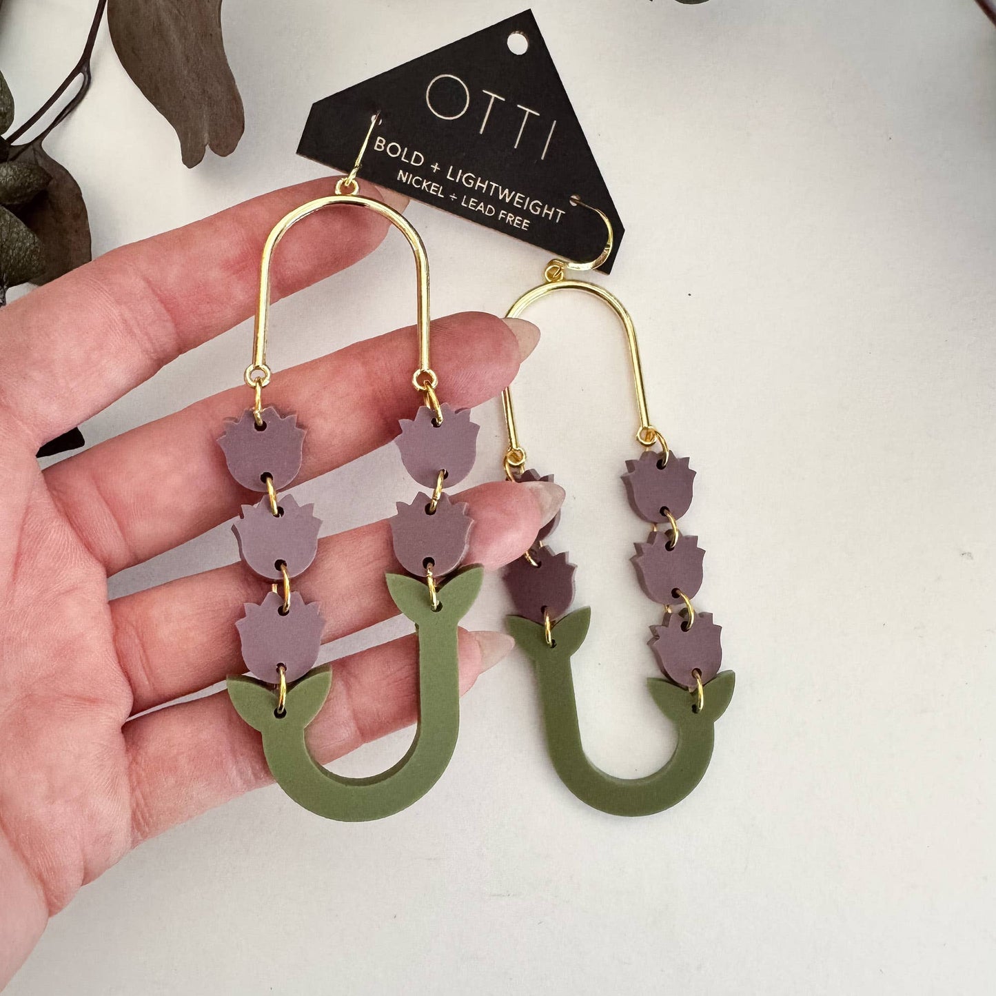 Botanical-Inspired Lightweight Acrylic Earring: Lavender