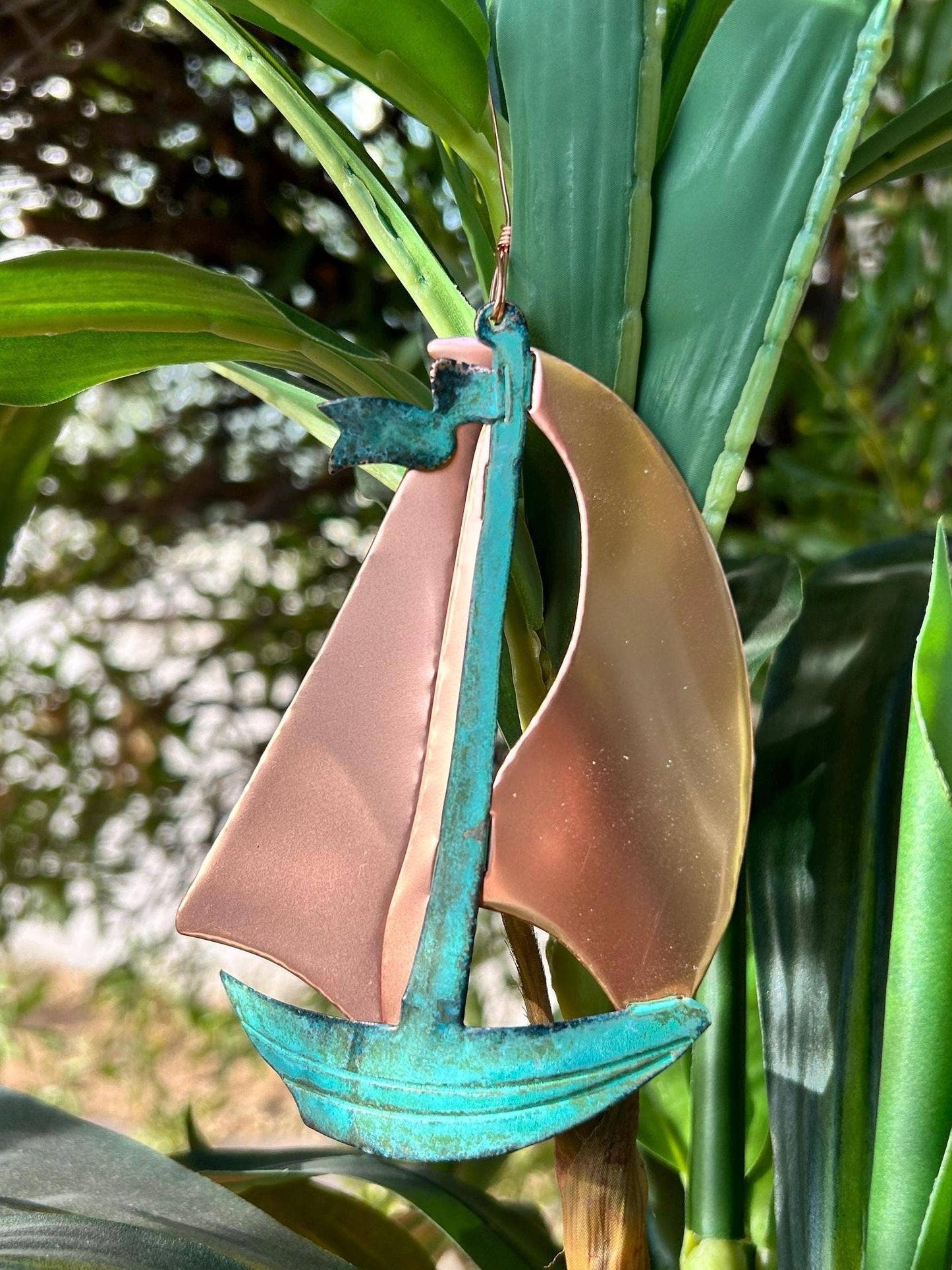 Sailboat Boat Copper Christmas Ornament