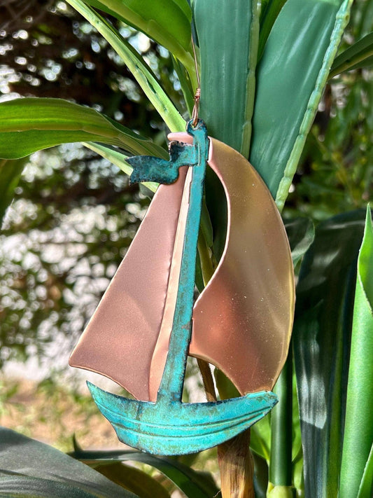 Sailboat Boat Copper Christmas Ornament
