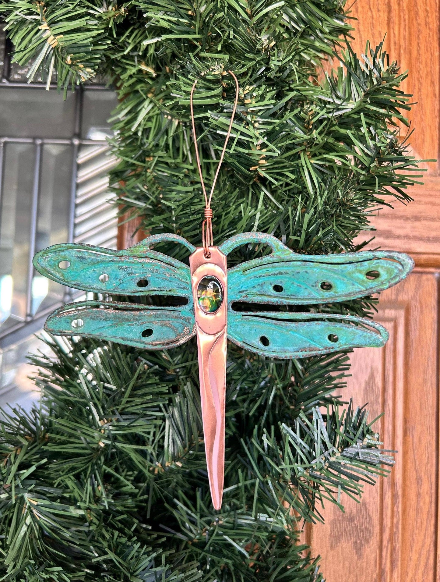 Dragonfly Copper Christmas Ornament