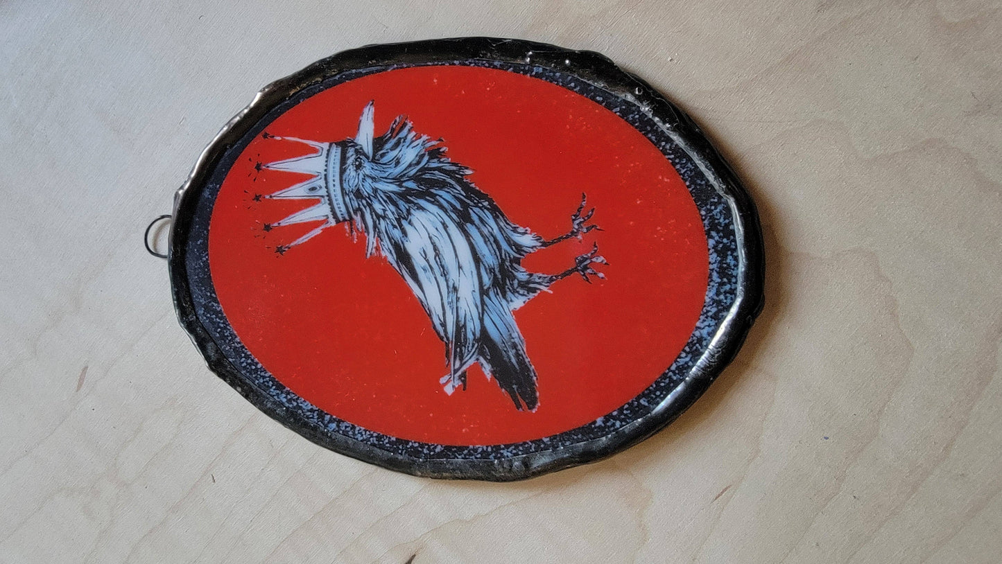 Crow King | Glass Art  | Ornament | Bird