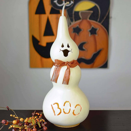 Hand-Crafted Ghost Gourd - Jake Small Tall Lit - Halloween