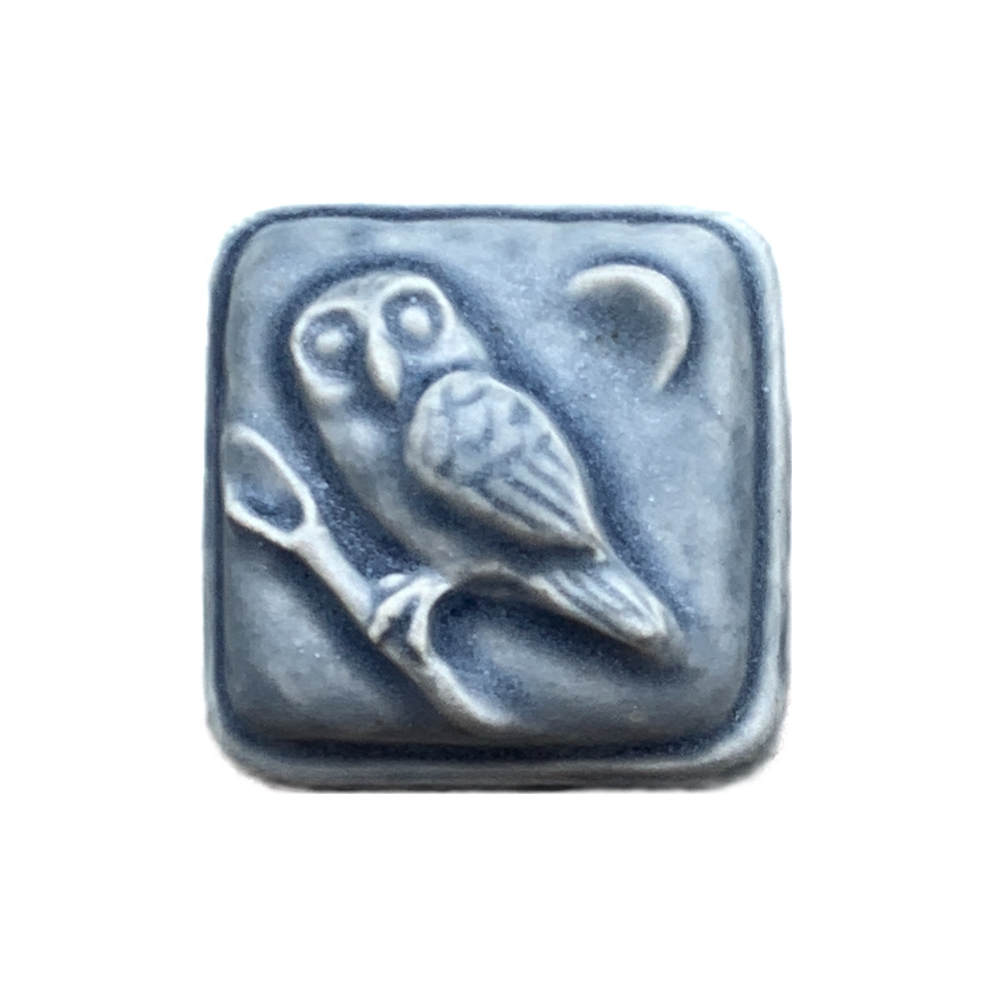 Owl Tile, Mini Art, Cute owl gift, Made in the Mitten, USA: Smoky Blue Glaze
