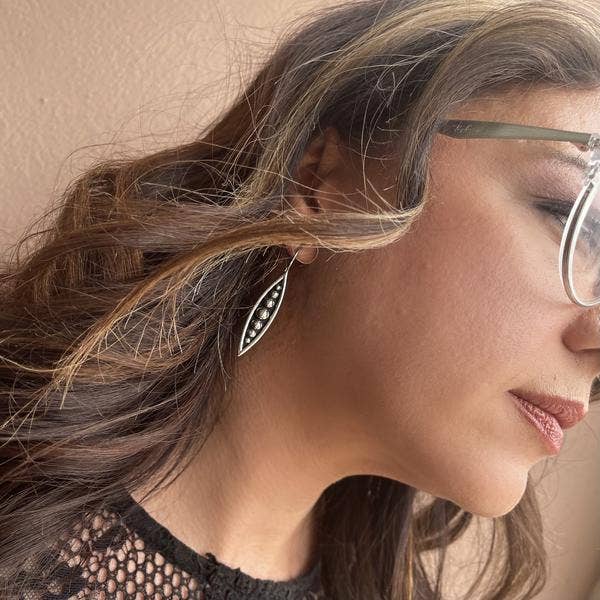 Sterling Silver Beaded Paddle Earrings