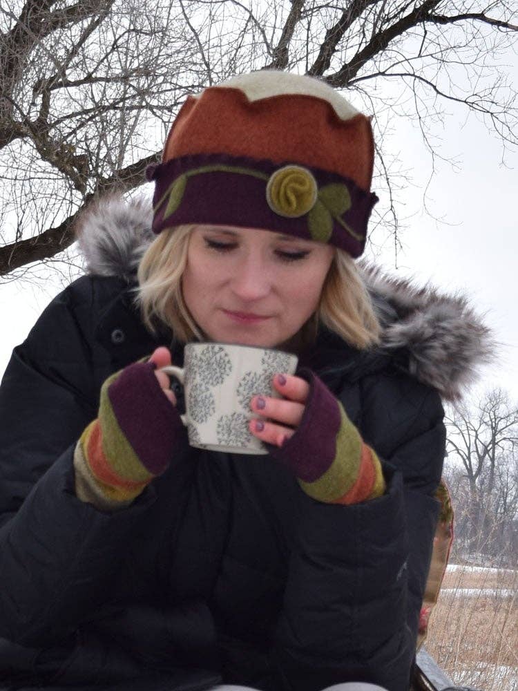 Earth Stripe Fingerless Gloves