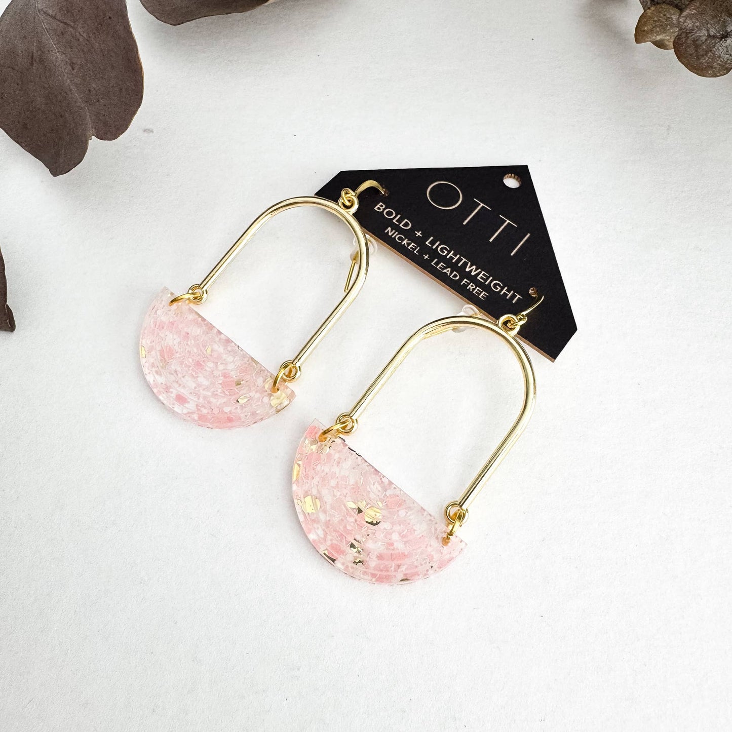 Architectural Half Moon Earrings: Limited SPRING Patterns: Peachy Keen