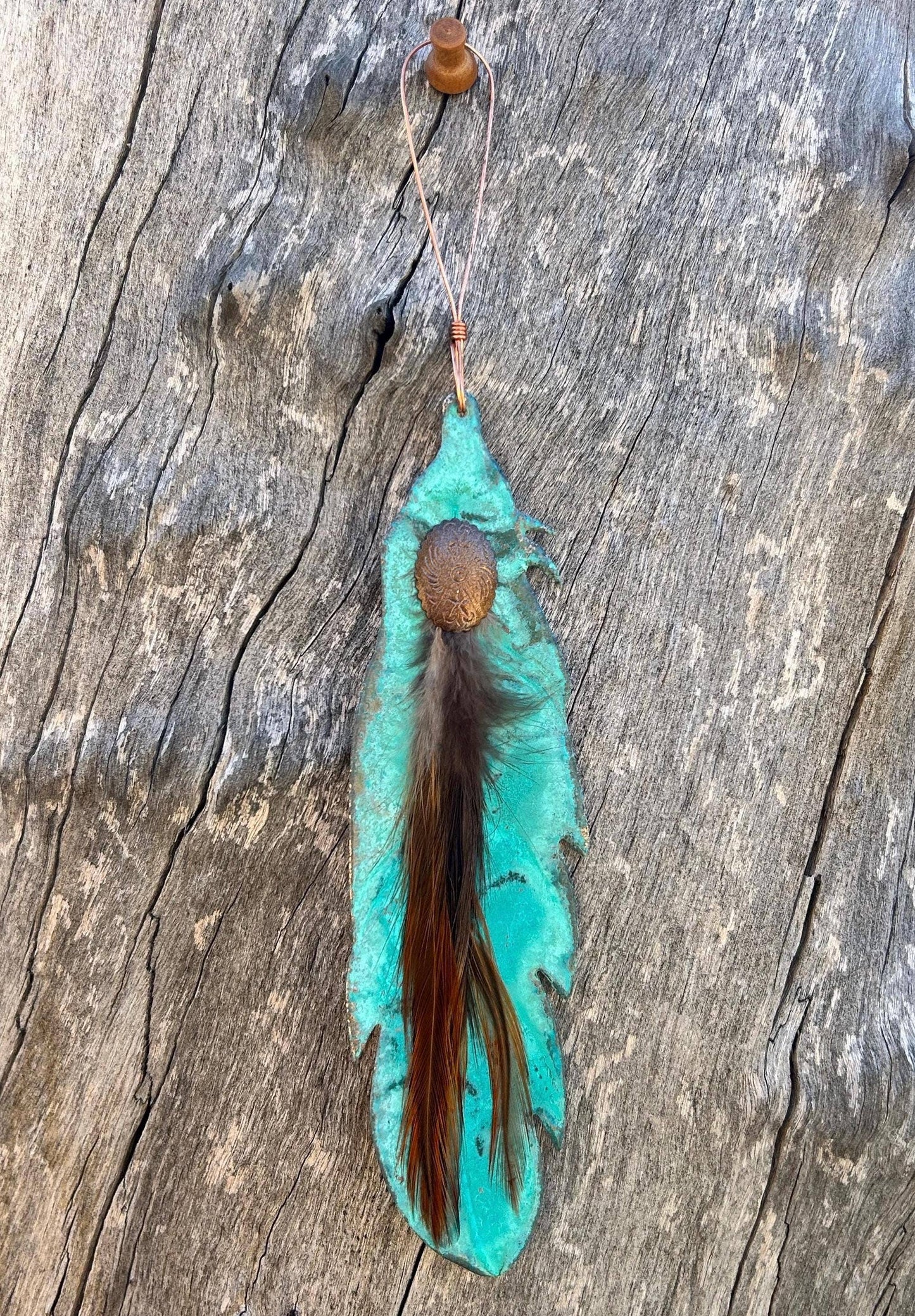Feather Copper Christmas Ornament