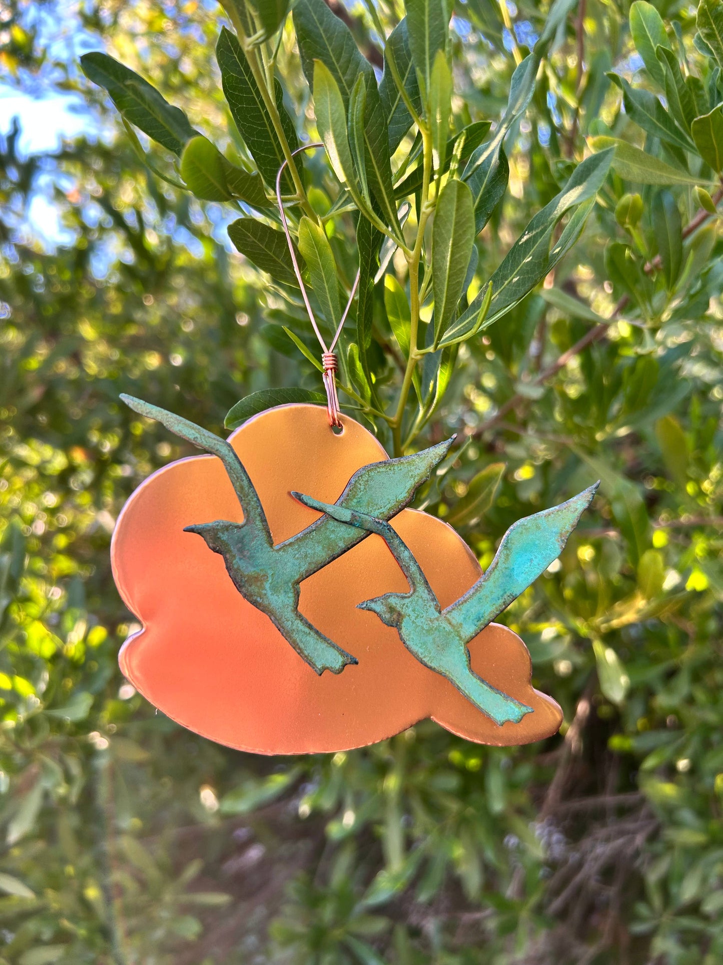 Seagulls Cloud Copper Christmas Ornament 