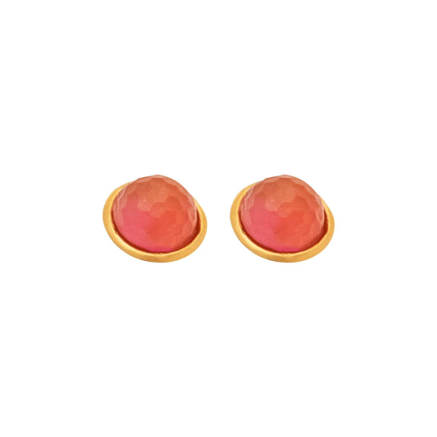 Solid Back Faceted Round Post Earrings: Teal