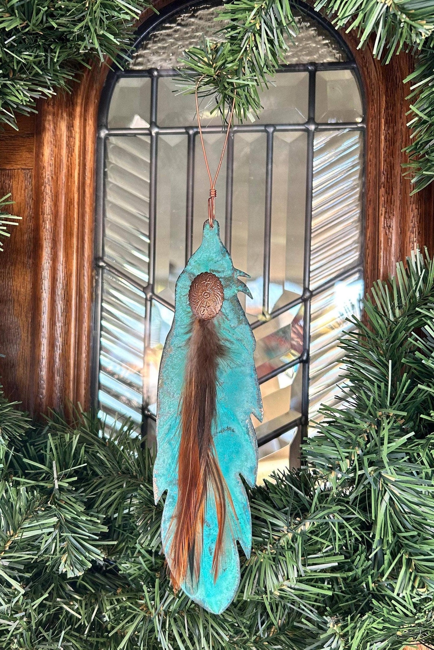 Feather Copper Christmas Ornament
