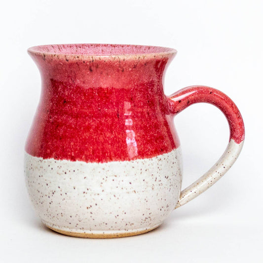 Red Wash Hand-thrown Stoneware Ceramic Hourglass 14 oz Mug