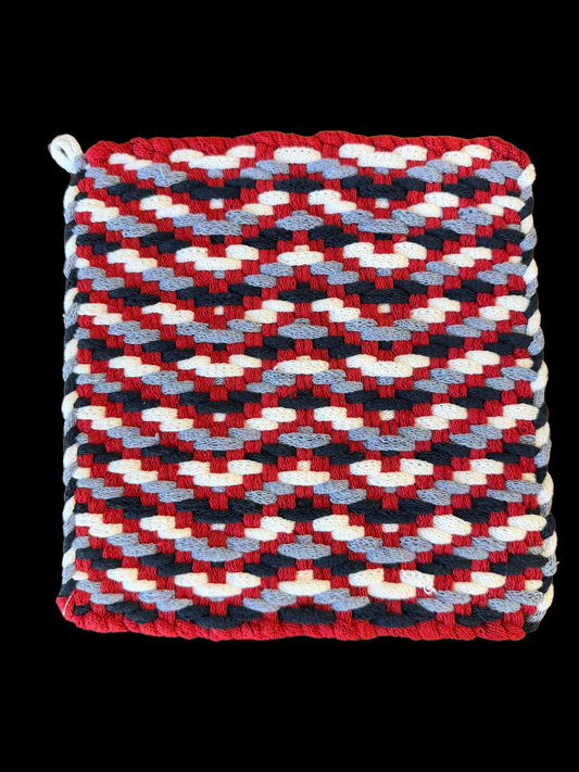 8x8 Hand-Loomed Kitchen Textile - "Freedom Waves"