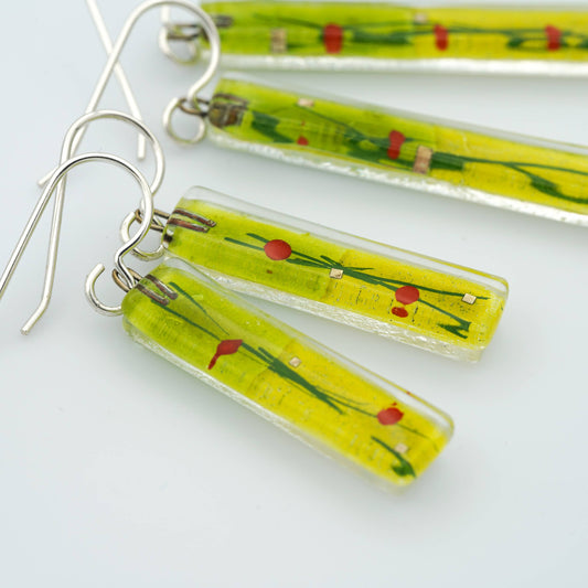 Amidst Poppies Bar Earrings: Large