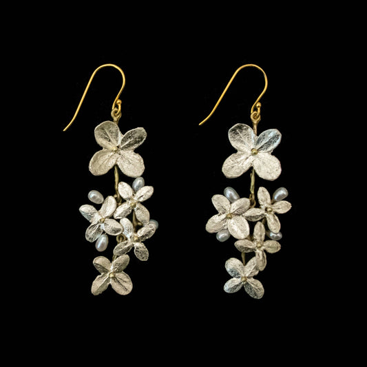 White Hydrangea Statement Wire Earrings