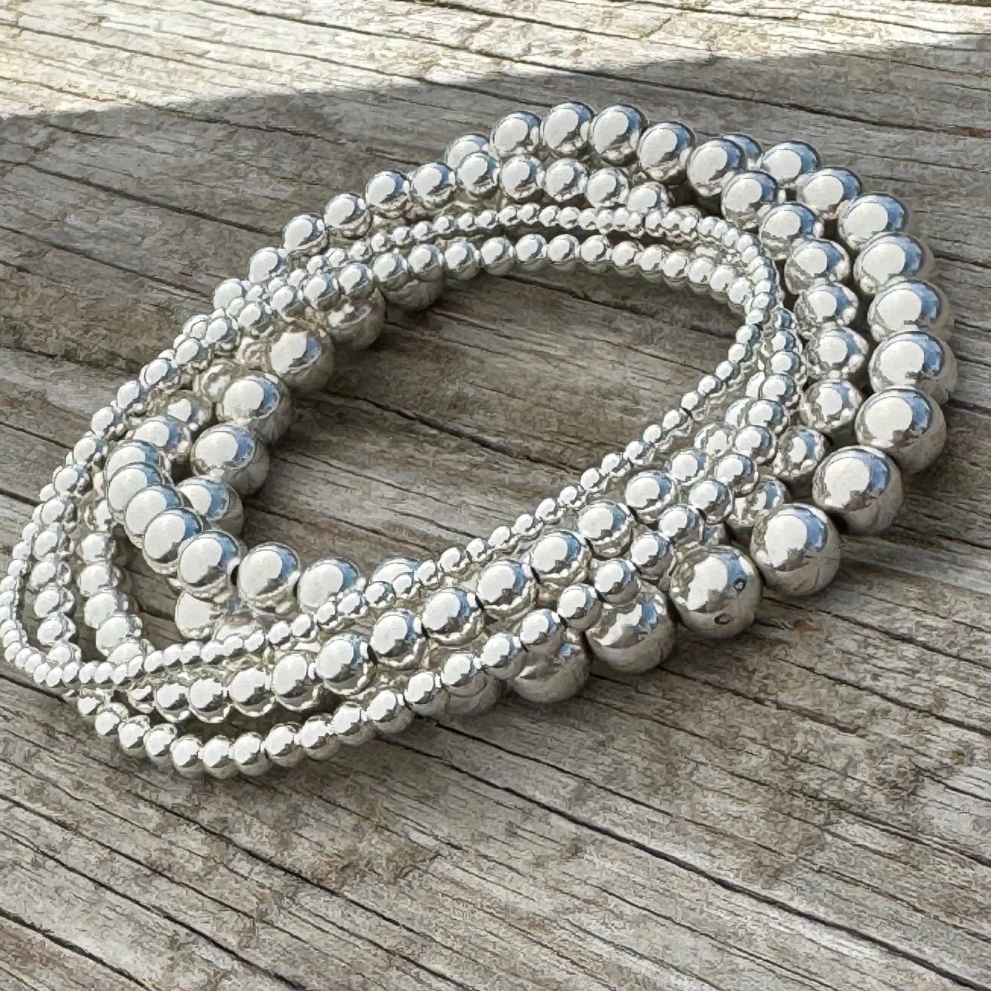 Sterling Silver Bead Stretch Bracelet: 6mm bead