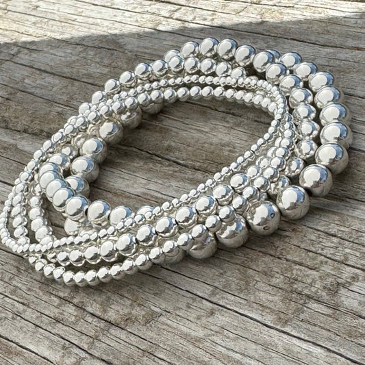 Sterling Silver Bead Stretch Bracelet: 6mm bead