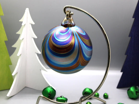 Ribbon Ornament - Copper Red & Silver Blue