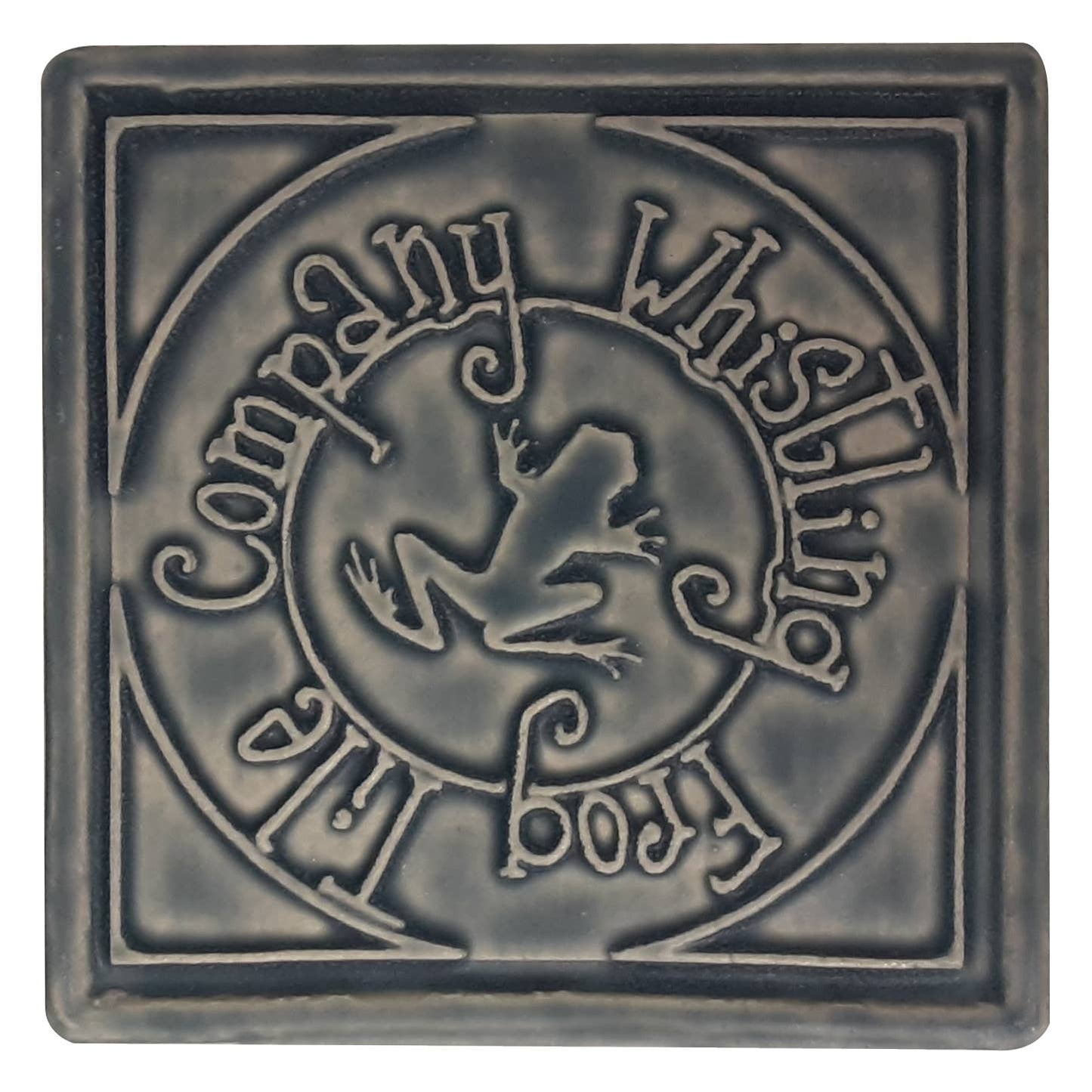 Line Cat Art Tile : Seaside Blue Glaze