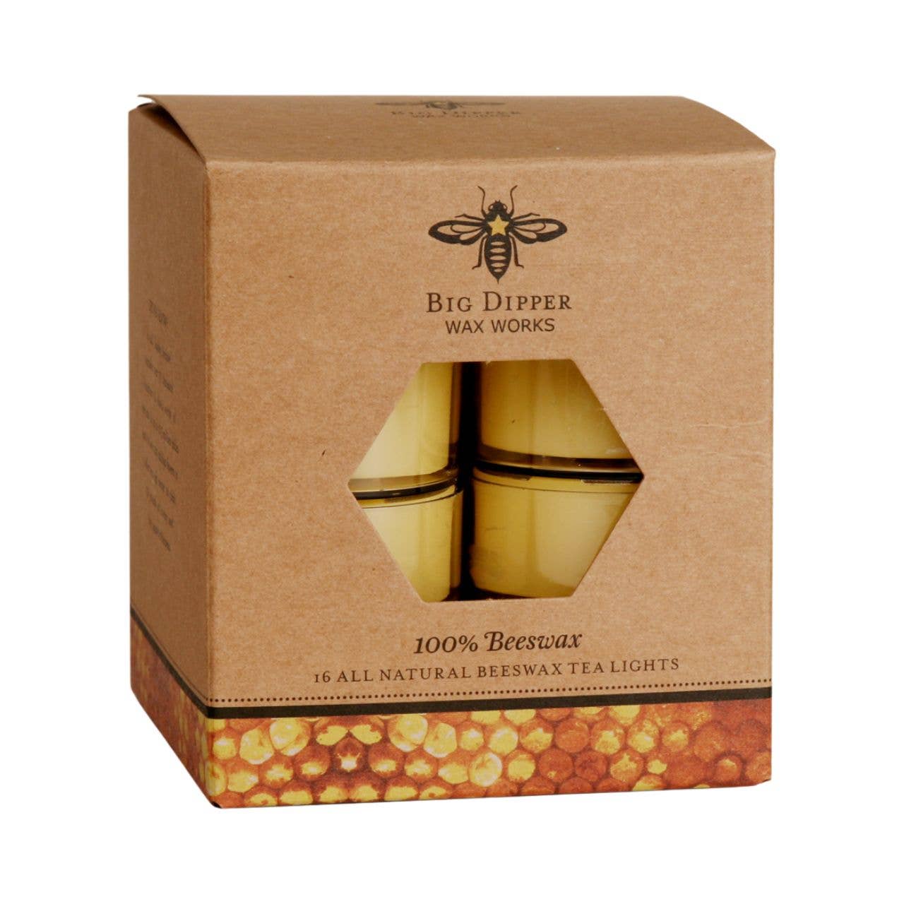 Tea Light Candles – 100% Pure Beeswax – 5 Hour Burn: Box of 16