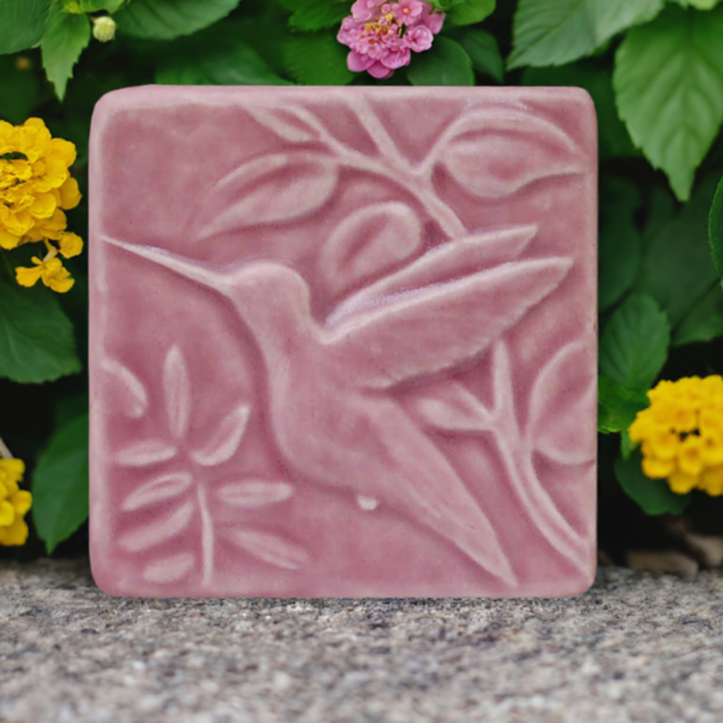 Hummingbird Art Tile 4x4": Pink