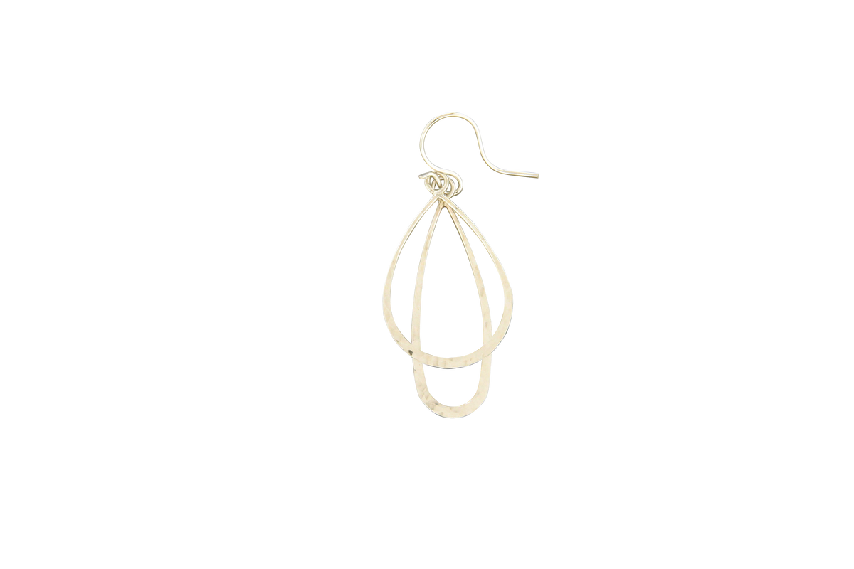 Hammered Double Loop Earrings: Sterling Silver