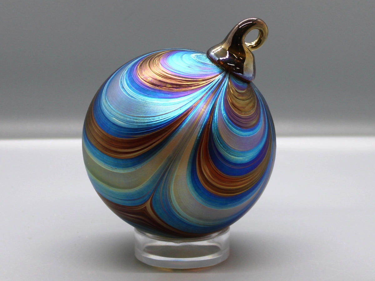 Ribbon Ornament - Copper Red & Silver Blue