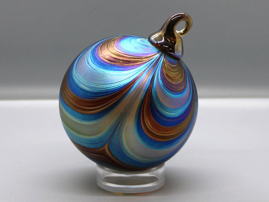 Ribbon Ornament - Copper Red & Silver Blue