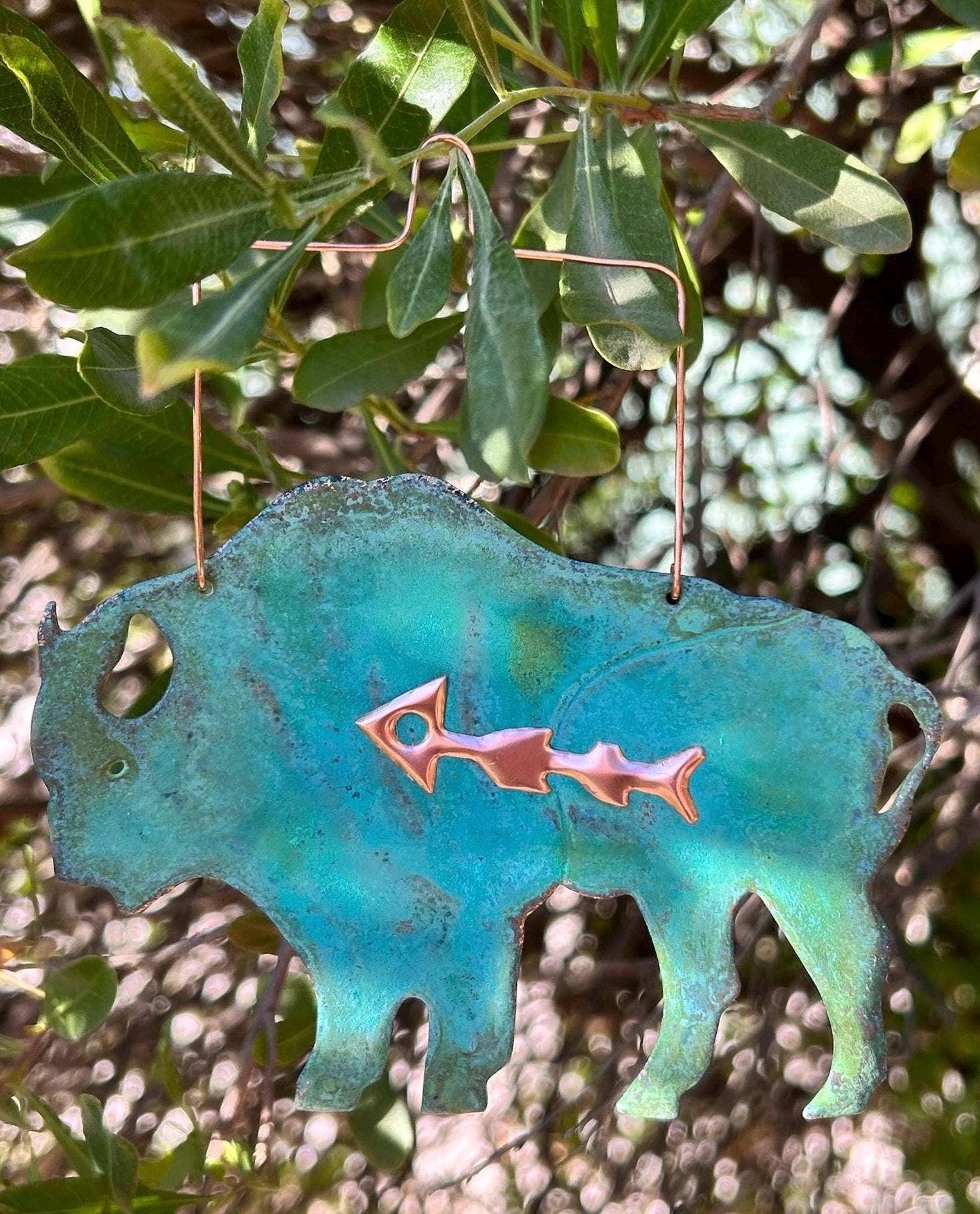 Buffalo Bison Copper Christmas Ornament