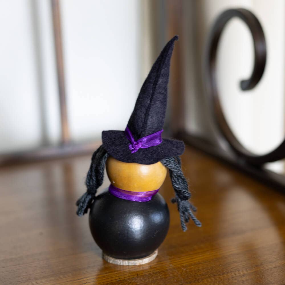 Hand-Crafted Witch Gourd - Cora Tiny - Halloween Decor