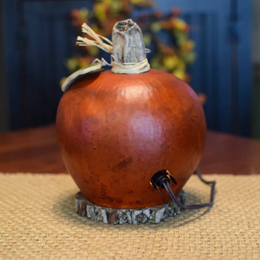 Hand-Crafted Gourd - Pumpkin Silhouette Lit - Fall Decor