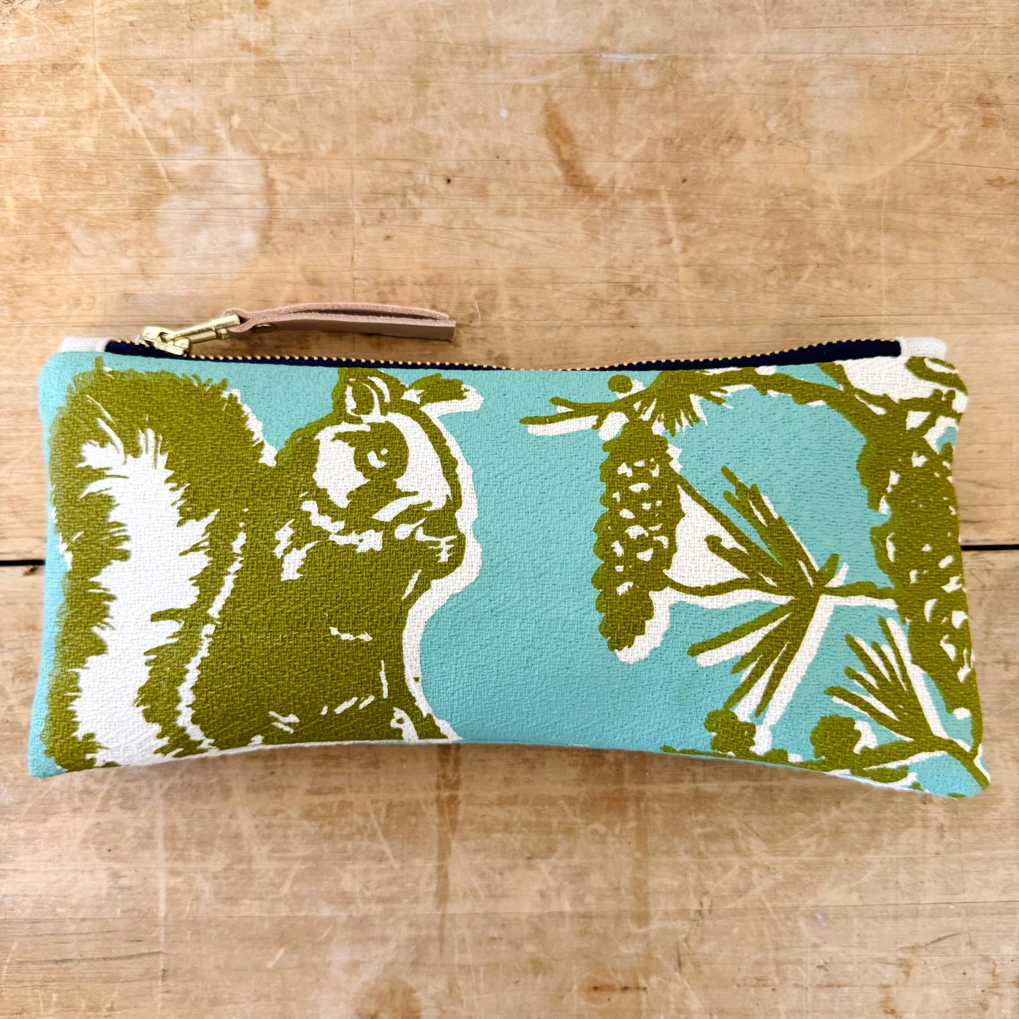 Pine Cone Tree Pencil Pouch: Robins Egg