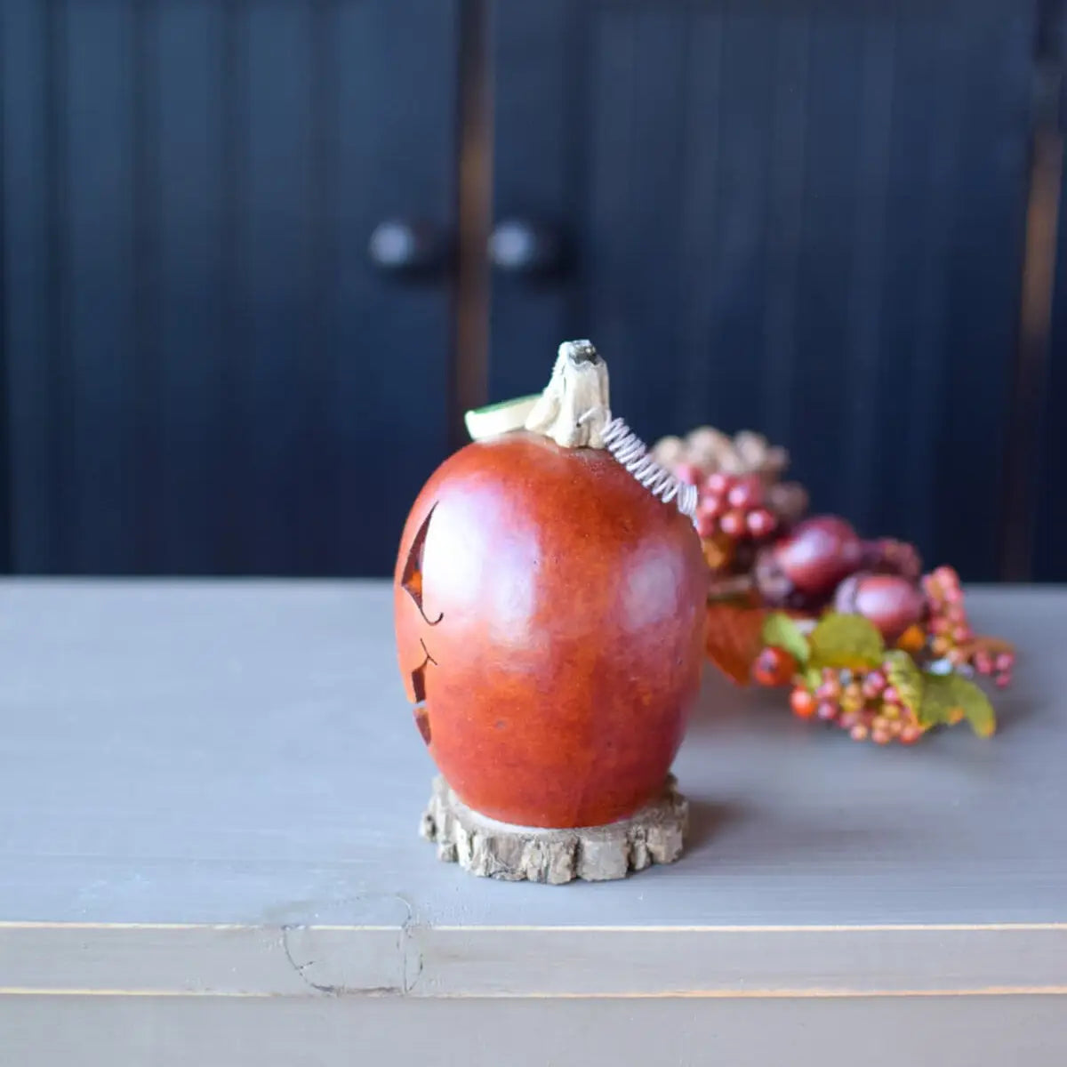 Hand-Crafted Pumpkin Gourd - Lucas Miniature Lit - Fall Decor