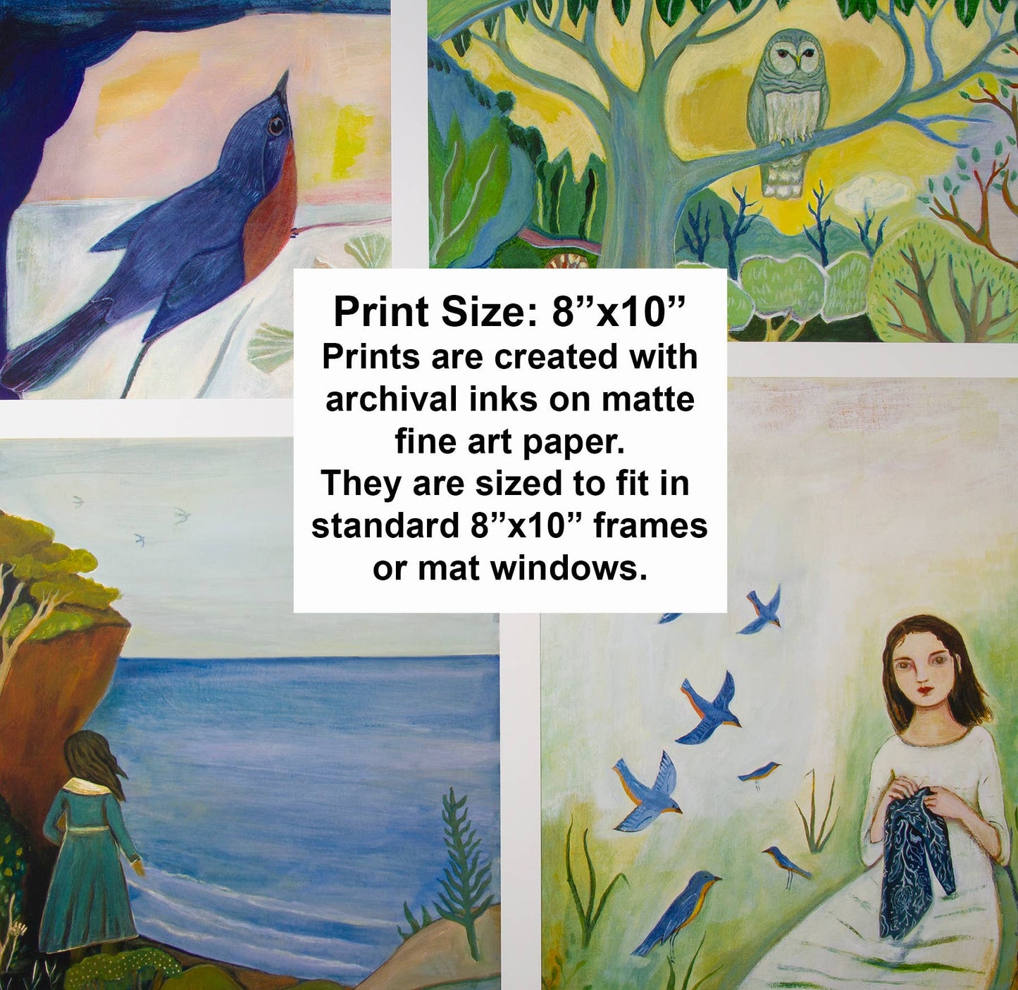 Art Print, Nature, Folk Art, Owl at Sunset