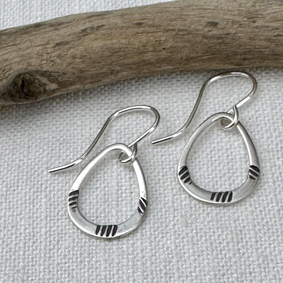 Dainty Sterling Silver Tiny Lisbeth Earrings – Textured Drop Dangle