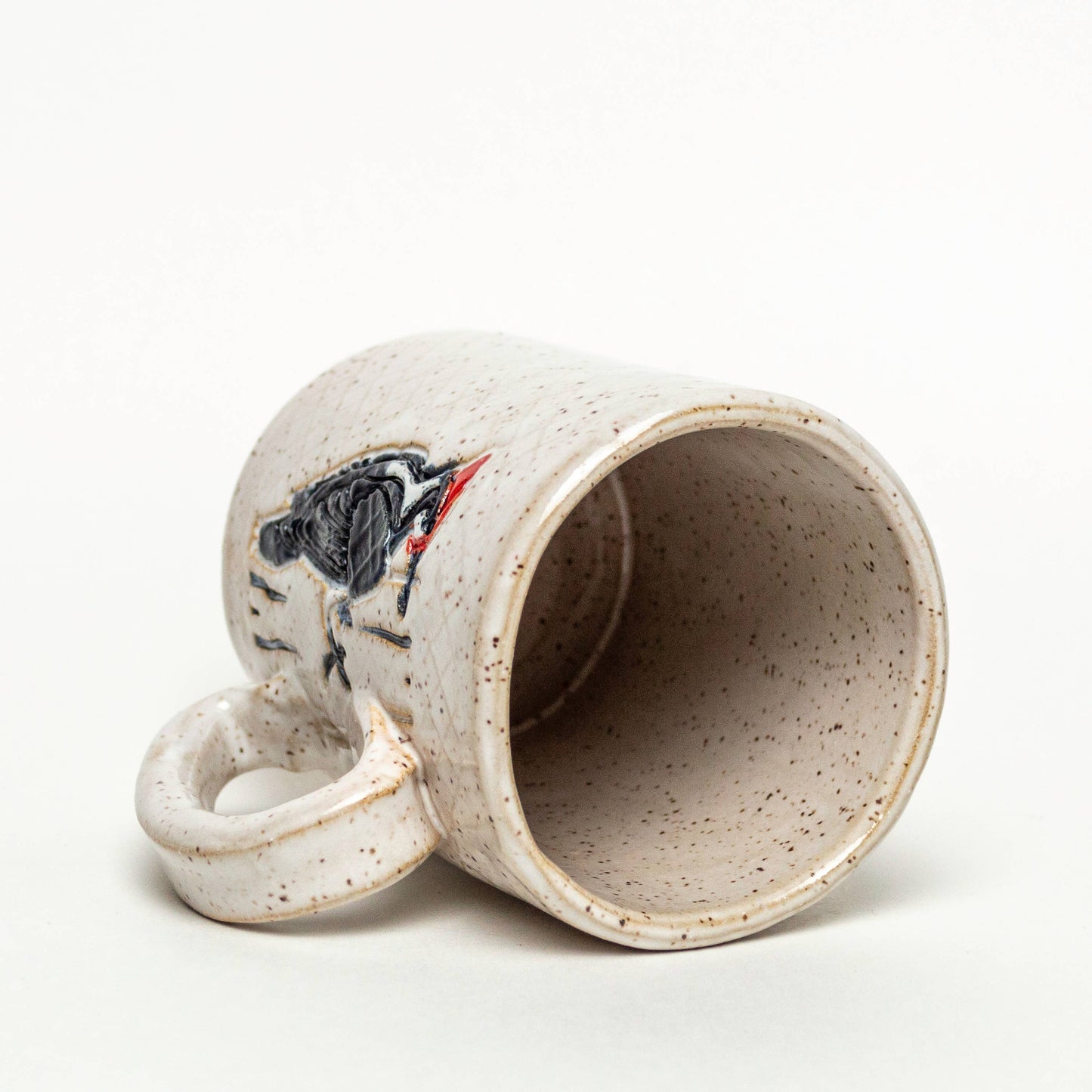 Woodpecker Pattern Ceramic White 14oz Mug